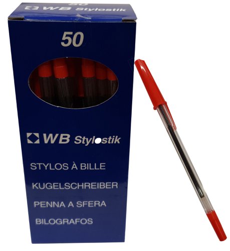 Ballpoint Pen Medium Red Pack of 50