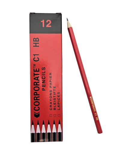 C1 HB Wood Case Pencil Pack of 12 Office Pencils 00C1PC12