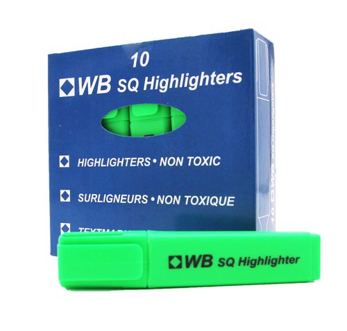 Highlighter Pens Green Pack of 10