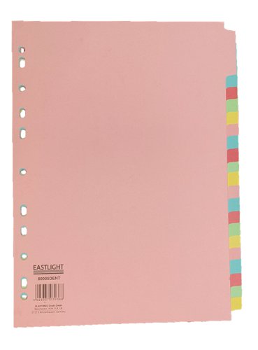 A4 Manilla Subject Dividers 20 Part Assorted Alternating Pastel Colours with Blank Tabs