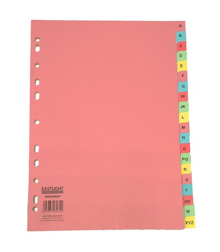 A4 Manilla Subject Dividers 20 Part Assorted Alternating Pastel Colours with A-Z Tabs