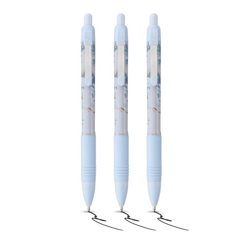 Z-GRIP Smooth Glam Black Ink Ballpoint Pens Blue Marble Pack of 3