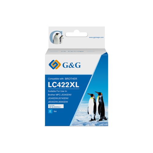 Compatible Brother LC422XLC High Capacity Cyan Ink Cartridge Inkjet Cartridges 11511427