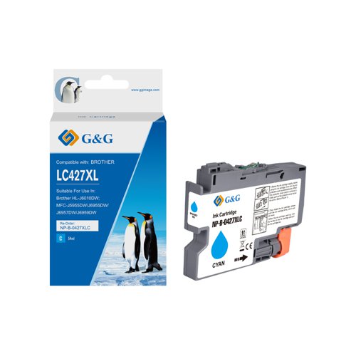 Compatible Brother LC427XLC High Capacity Cyan Ink Cartridge Inkjet Cartridges 11514432