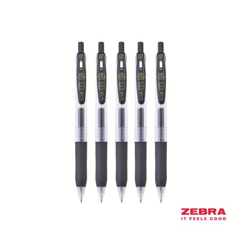 Zebra Eco SARASA Gel Retractable Rollerball CLIP 0.7mm Pen Black Ink - Pack of 12