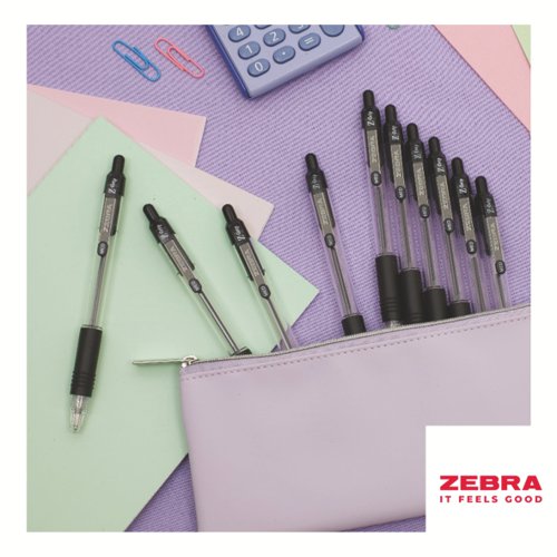 Zebra Z-Grip Retractable Ballpoint Pen Black Ink - Pack of 12