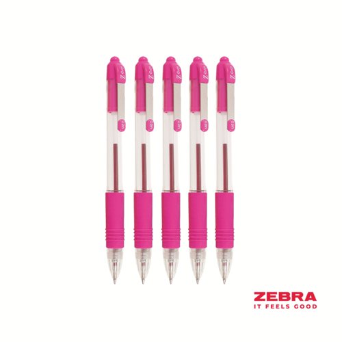 Zebra Z-Grip Retractable Ballpoint Pen Pink ink - Pack of 12