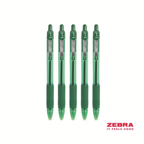 Zebra Z-Grip Smooth Retractable Ballpoint Pen Green Ink - Pack of 12