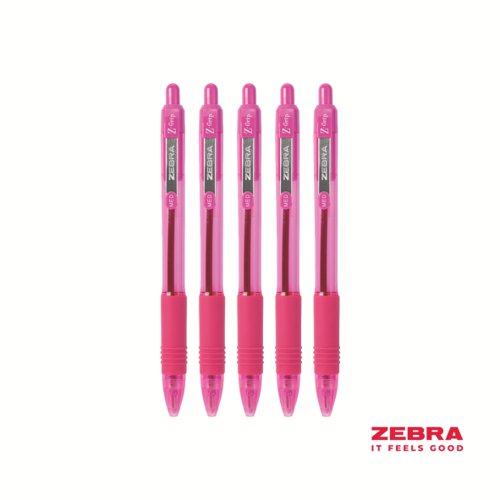 Zebra Z-Grip Smooth Retractable Ballpoint Pen Pink Ink - Pack of 12