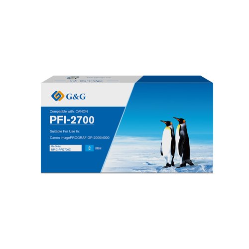 Compatible Canon G+G PFI-2700C Cyan Ink Cartridge