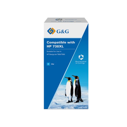 Remanufactured HP G+G 738XL Cyan High Capacity Ink Cartridge