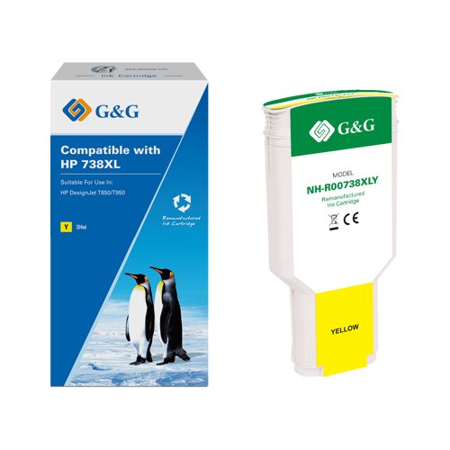 Remanufactured HP G+G 738XL Yellow High Capacity Ink Cartridge