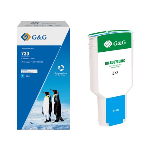 Remanufactured HP G+G 730XL Cyan High Capacity Ink Cartridge