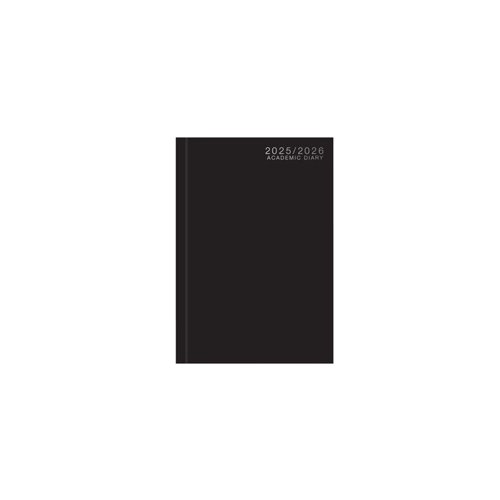 Academic Diary A5 WTV Casebound 25-26 Black 