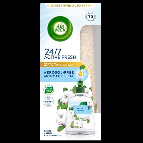 Air Wick Active Fresh Automatic Air Freshener Fresh Cotton - Contains Device + 1 x 228ml Refill