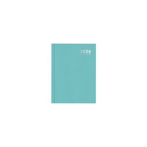 A5 2026 Day a Page Diary Bright Teal Casebound