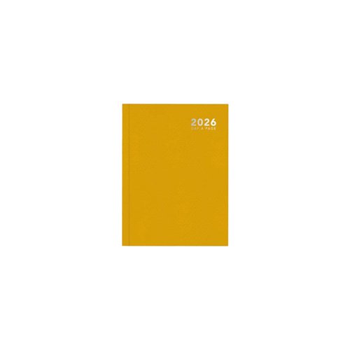 A5 2026 Day a Page Diary Bright Yellow Casebound