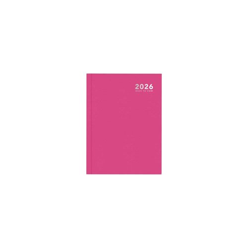 A5 2026 Week to View Diary Bright Pink Casebound