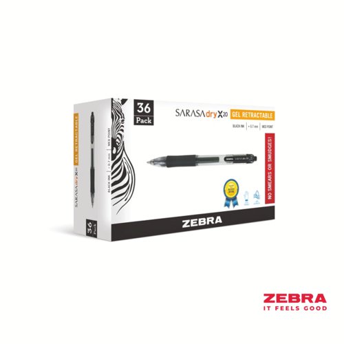 Zebra SARASA Gel Retractable Rollerball 0.7mm Pen Black Ink Pack 36 Ballpoint & Rollerball Pens 46136
