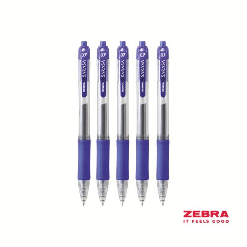 Zebra SARASA Gel Retractable Rollerball 0.7mm Pen Blue Ink Pack 36