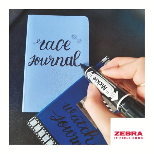 Zebra HI Mckie Bold Double Ended Black Ink Permanent Marker - Pack of 10