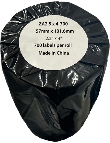 Compatible Zebra 57mm x 101.6mm White Label Roll - 500 Labels (ZA2.25x4-700) 25mm Core