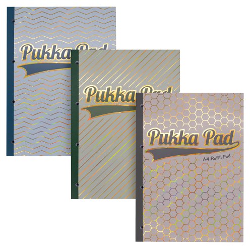 Pukka Pad Haze A4 Refill Pad 300 Pages 4 Hole Punched Sidebound with Margin (3) Assorted 