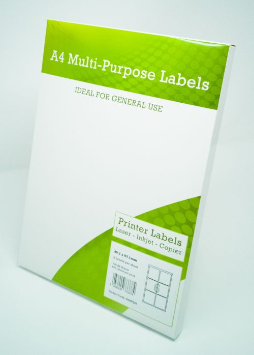 Alpa-Cartridge A4 Multipurpose Labels 6 Per Sheet 99.1 x 93.1mm (White) Pk of 100