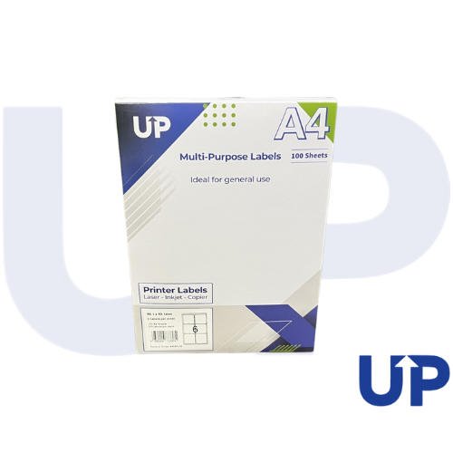Alpa-Cartridge A4 Multipurpose Labels 6 Per Sheet 99.1 x 93.1mm (White) Pk of 100