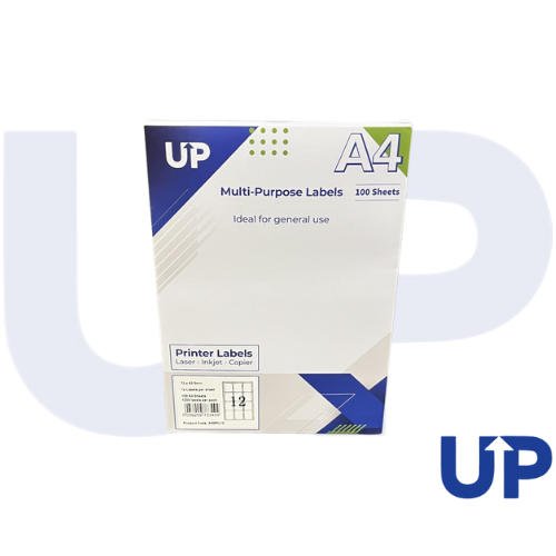 Alpa-Cartridge A4 Multipurpose Labels 12 Per Sheet 72 x 63.5mm (White) Pk of 100