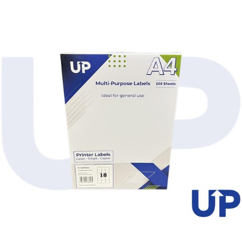 Alpa-Cartridge A4 Multipurpose Labels 18 Per Sheet 63.5 x 46.5mm (White) Pk of 100
