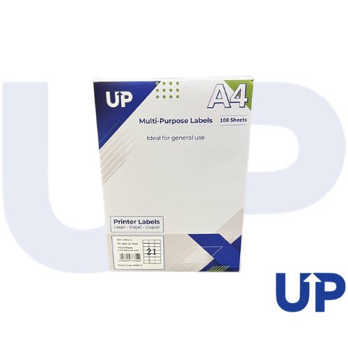 Alpa-Cartridge A4 Multipurpose Labels 21 Per Sheet 63.5 x 38mm (White) Pk of 100