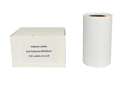 Compatible Address Label Roll Self Adhesive 89x36mm White Pk of 250