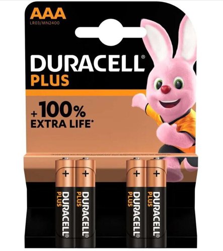 Duracell Plus AAA Battery Pack of 4