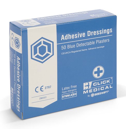 Plasters Click Medical Blue Detectable Fingertip Plasters (Box of of 50)