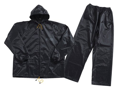 JCB Black Two-Piece Rainsuit L