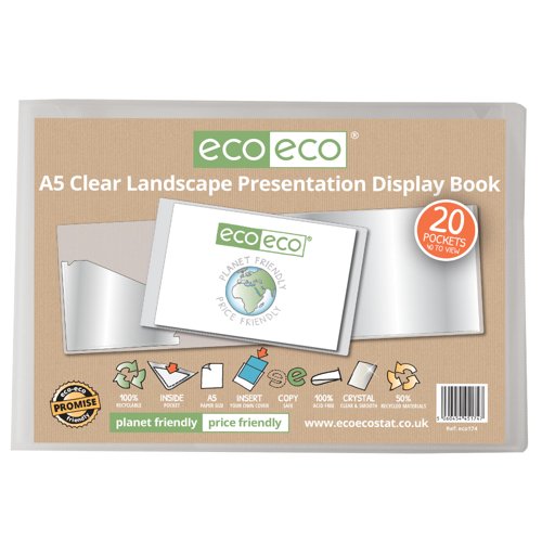 ecoeco A5 50% Recycled 20 Pocket Landscape Presentation Display Book (1)