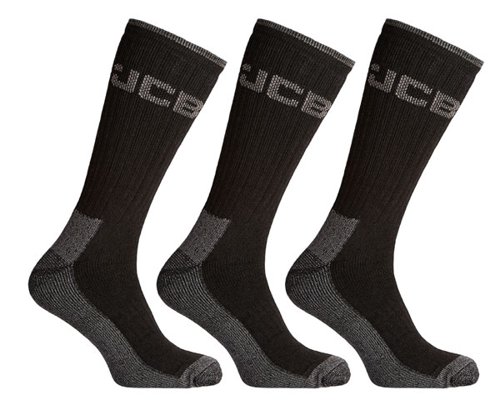 JCB 3 Pack Heavy Duty Work Socks Black 6-11