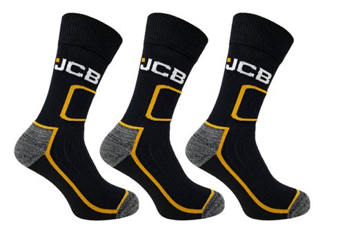 JCB 3 Pack Shin Protect Work Socks Black 6-11