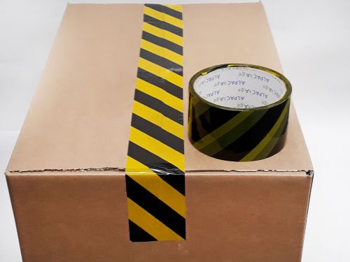 Printed BOPP Tape HAZARD Black/Yellow 50mm 33m 38mu Pk 6