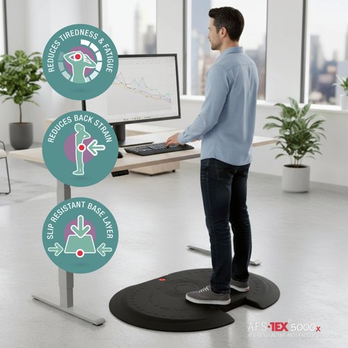 AFS-TEX® 5000X Black Active Anti-Fatigue Mat - 66 x 90cm