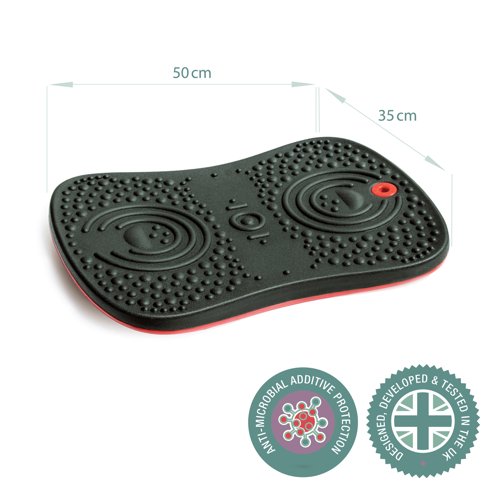 AFS-TEX® Black Active Anti-Microbial Exercise Wobble Balance Board - 35 x 50cm