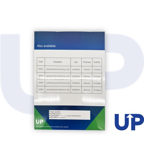 UP Laminating Pouch A4 250 micron (100)
