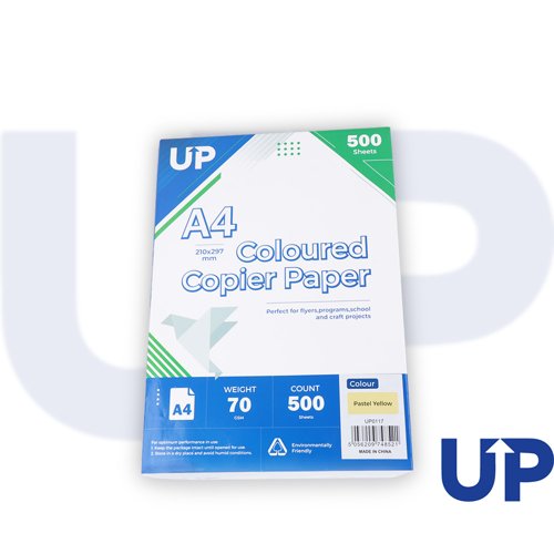 UP Coloured A4 Copier Paper 70GSM Pastel Yellow - 500 sheets