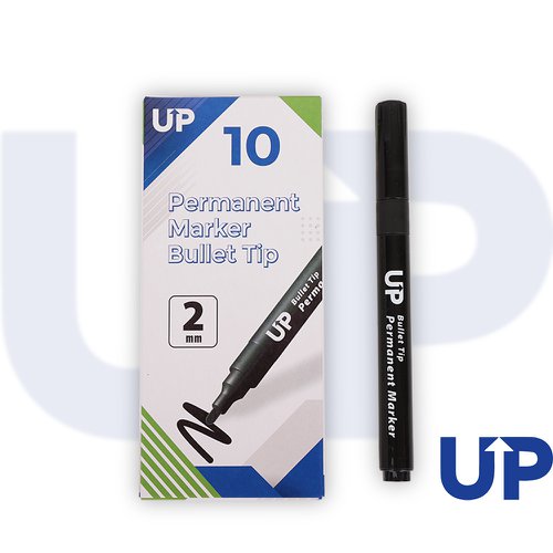 UP Permanent Marker Bullet Tip Black (10)