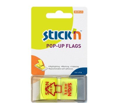 Repositional Notes  UP Popup Flags 25mm Yellow Sign Here Tabs (50)