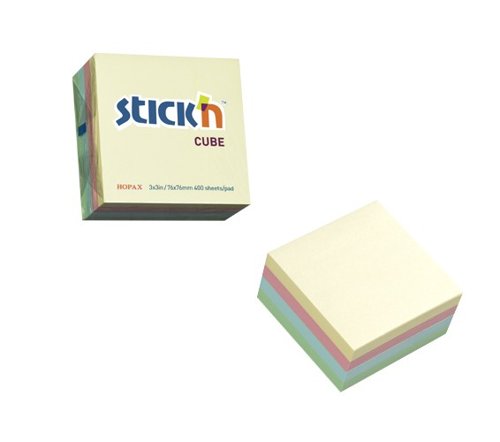 Repositional Notes  UP Repositionable Notes Cube 76x76mm Pastel Assorted