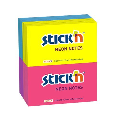 Repositional Notes  UP Repositionable Notes 76x127mm Neon Assorted (12)