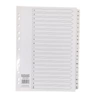 Set of 20 Alphabetically Marked A-Z Miltipunched A4 Dividers with Mylar Reinforced Holes and Front Index Sheet
