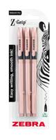 Z-GRIP Smooth Black Ink Ballpoint Pens Rose Gold Pack of 3